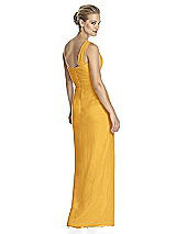 Rear View Thumbnail - NYC Yellow One-Shoulder Draped Maxi Dress with Front Slit - Aeryn