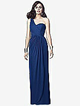 Alt View 1 Thumbnail - Classic Blue One-Shoulder Draped Maxi Dress with Front Slit - Aeryn