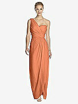 Front View Thumbnail - Sweet Melon One-Shoulder Draped Maxi Dress with Front Slit - Aeryn