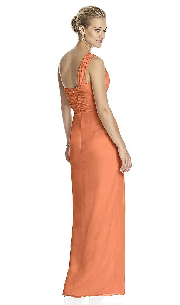 Back View - Sweet Melon One-Shoulder Draped Maxi Dress with Front Slit - Aeryn