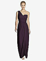 Front View Thumbnail - Aubergine One-Shoulder Draped Maxi Dress with Front Slit - Aeryn