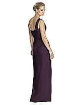 Rear View Thumbnail - Aubergine One-Shoulder Draped Maxi Dress with Front Slit - Aeryn
