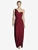 Front View Thumbnail - Burgundy One-Shoulder Draped Maxi Dress with Front Slit - Aeryn