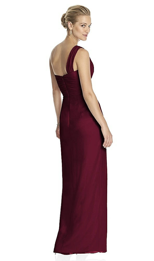 Back View - Cabernet One-Shoulder Draped Maxi Dress with Front Slit - Aeryn