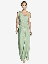 Front View Thumbnail - Celadon One-Shoulder Draped Maxi Dress with Front Slit - Aeryn