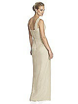 Rear View Thumbnail - Champagne One-Shoulder Draped Maxi Dress with Front Slit - Aeryn