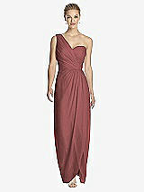 Front View Thumbnail - English Rose One-Shoulder Draped Maxi Dress with Front Slit - Aeryn