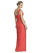 Rear View Thumbnail - Perfect Coral One-Shoulder Draped Maxi Dress with Front Slit - Aeryn