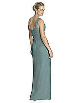 Rear View Thumbnail - Icelandic One-Shoulder Draped Maxi Dress with Front Slit - Aeryn
