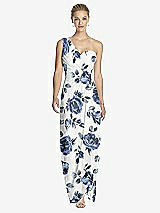 Front View Thumbnail - Indigo Rose One-Shoulder Draped Maxi Dress with Front Slit - Aeryn