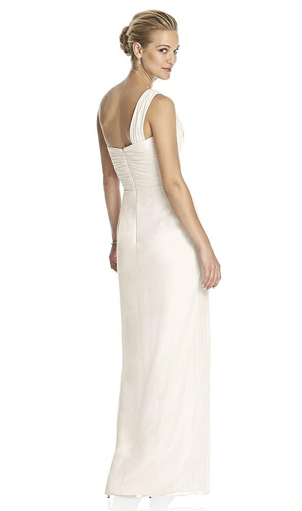 Back View - Ivory One-Shoulder Draped Maxi Dress with Front Slit - Aeryn