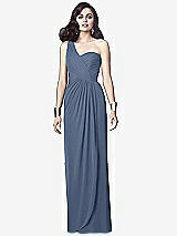 Alt View 1 Thumbnail - Larkspur Blue One-Shoulder Draped Maxi Dress with Front Slit - Aeryn