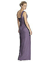 Rear View Thumbnail - Lavender One-Shoulder Draped Maxi Dress with Front Slit - Aeryn