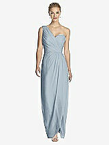 Front View Thumbnail - Mist One-Shoulder Draped Maxi Dress with Front Slit - Aeryn