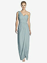 Front View Thumbnail - Morning Sky One-Shoulder Draped Maxi Dress with Front Slit - Aeryn