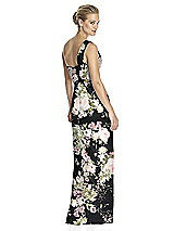 Rear View Thumbnail - Noir Garden One-Shoulder Draped Maxi Dress with Front Slit - Aeryn