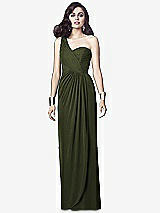Alt View 1 Thumbnail - Olive Green One-Shoulder Draped Maxi Dress with Front Slit - Aeryn