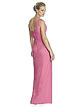 Rear View Thumbnail - Orchid Pink One-Shoulder Draped Maxi Dress with Front Slit - Aeryn