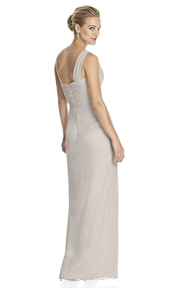 Back View - Oyster One-Shoulder Draped Maxi Dress with Front Slit - Aeryn