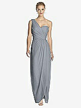 Front View Thumbnail - Platinum One-Shoulder Draped Maxi Dress with Front Slit - Aeryn
