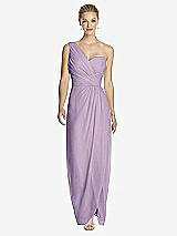 Front View Thumbnail - Pale Purple One-Shoulder Draped Maxi Dress with Front Slit - Aeryn