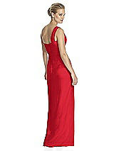 Rear View Thumbnail - Parisian Red One-Shoulder Draped Maxi Dress with Front Slit - Aeryn
