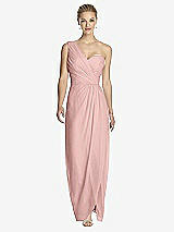 Front View Thumbnail - Rose - PANTONE Rose Quartz One-Shoulder Draped Maxi Dress with Front Slit - Aeryn