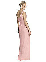 Rear View Thumbnail - Rose - PANTONE Rose Quartz One-Shoulder Draped Maxi Dress with Front Slit - Aeryn