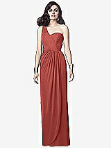 Alt View 1 Thumbnail - Coral Pink One-Shoulder Draped Maxi Dress with Front Slit - Aeryn