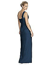 Rear View Thumbnail - Sofia Blue One-Shoulder Draped Maxi Dress with Front Slit - Aeryn