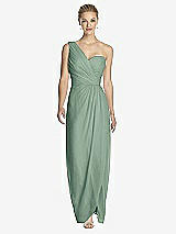 Front View Thumbnail - Seagrass One-Shoulder Draped Maxi Dress with Front Slit - Aeryn