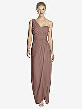 Front View Thumbnail - Sienna One-Shoulder Draped Maxi Dress with Front Slit - Aeryn