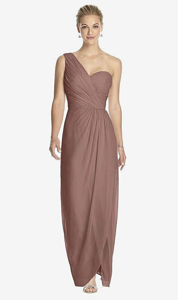 Front View - Sienna One-Shoulder Draped Maxi Dress with Front Slit - Aeryn