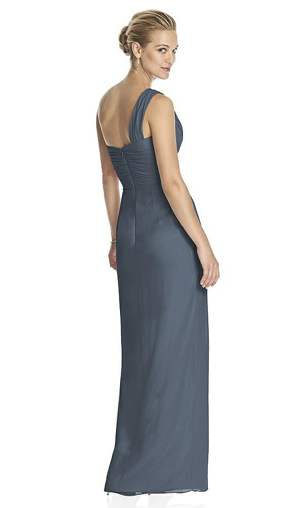 Back View - Silverstone One-Shoulder Draped Maxi Dress with Front Slit - Aeryn