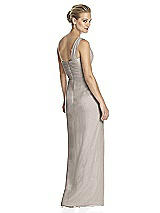Rear View Thumbnail - Taupe One-Shoulder Draped Maxi Dress with Front Slit - Aeryn