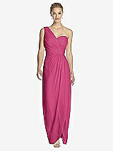 Front View Thumbnail - Tea Rose One-Shoulder Draped Maxi Dress with Front Slit - Aeryn