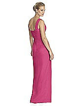 Rear View Thumbnail - Tea Rose One-Shoulder Draped Maxi Dress with Front Slit - Aeryn