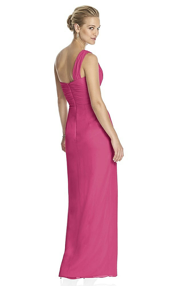 Back View - Tea Rose One-Shoulder Draped Maxi Dress with Front Slit - Aeryn