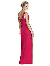 Rear View Thumbnail - Vivid Pink One-Shoulder Draped Maxi Dress with Front Slit - Aeryn