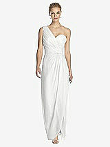 Front View Thumbnail - White One-Shoulder Draped Maxi Dress with Front Slit - Aeryn