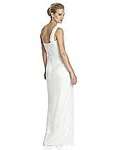 Rear View Thumbnail - White One-Shoulder Draped Maxi Dress with Front Slit - Aeryn