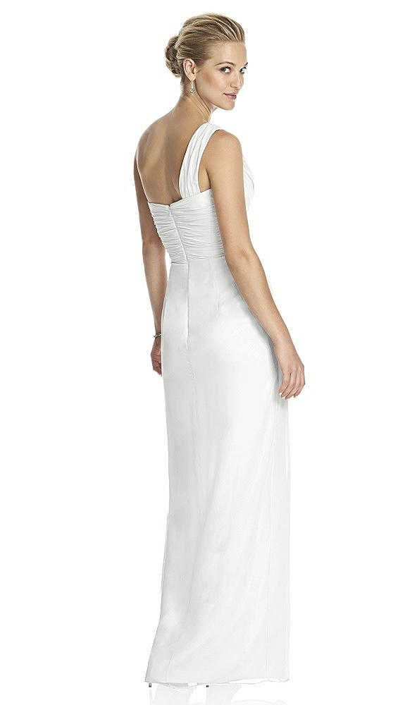 Back View - White One-Shoulder Draped Maxi Dress with Front Slit - Aeryn