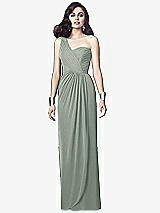 Alt View 1 Thumbnail - Willow Green One-Shoulder Draped Maxi Dress with Front Slit - Aeryn