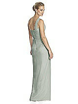 Rear View Thumbnail - Willow Green One-Shoulder Draped Maxi Dress with Front Slit - Aeryn