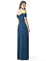 Rear View Thumbnail - Dusk Blue Off-the-Shoulder Ruched Chiffon Maxi Dress - Alessia
