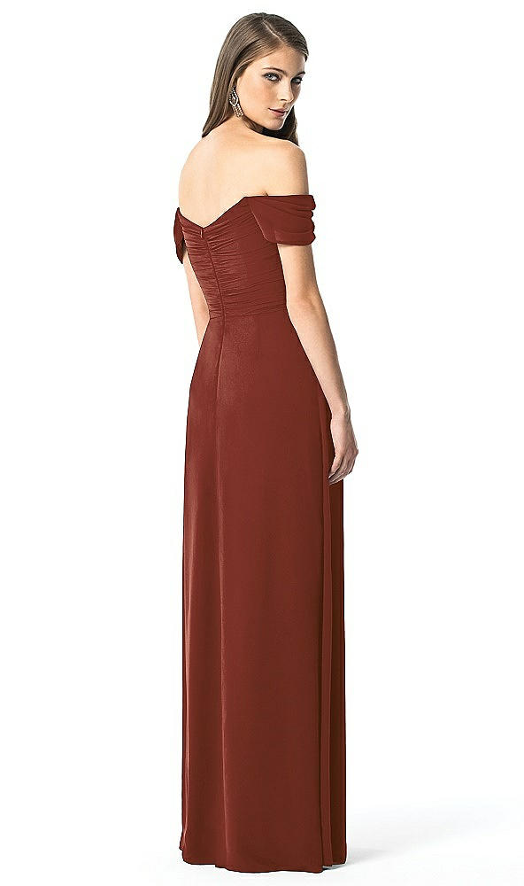 Back View - Auburn Moon Off-the-Shoulder Ruched Chiffon Maxi Dress - Alessia