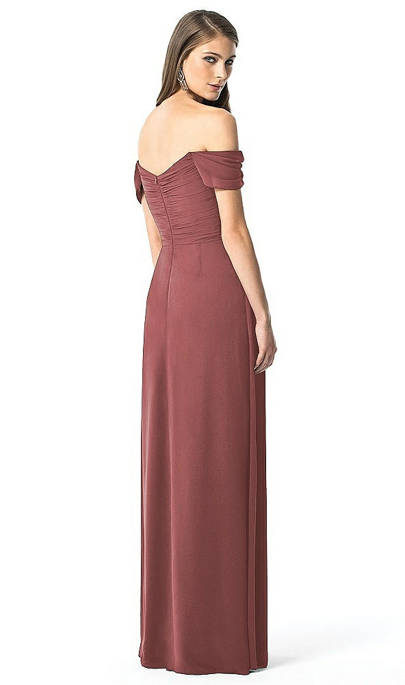 Back View - English Rose Off-the-Shoulder Ruched Chiffon Maxi Dress - Alessia
