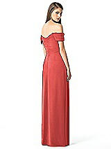 Rear View Thumbnail - Perfect Coral Off-the-Shoulder Ruched Chiffon Maxi Dress - Alessia