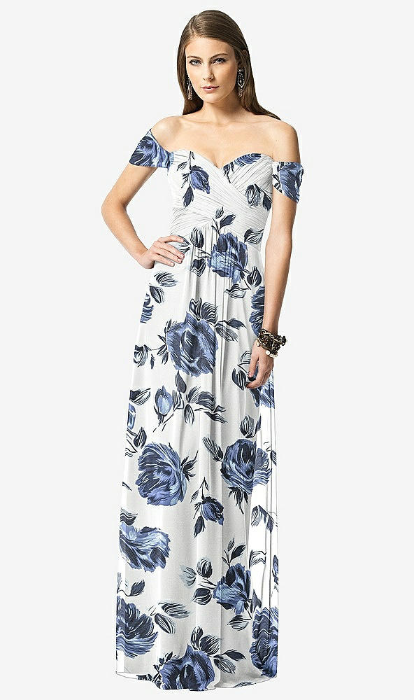 Front View - Indigo Rose Off-the-Shoulder Ruched Chiffon Maxi Dress - Alessia