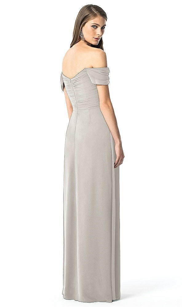 Back View - Oyster Off-the-Shoulder Ruched Chiffon Maxi Dress - Alessia